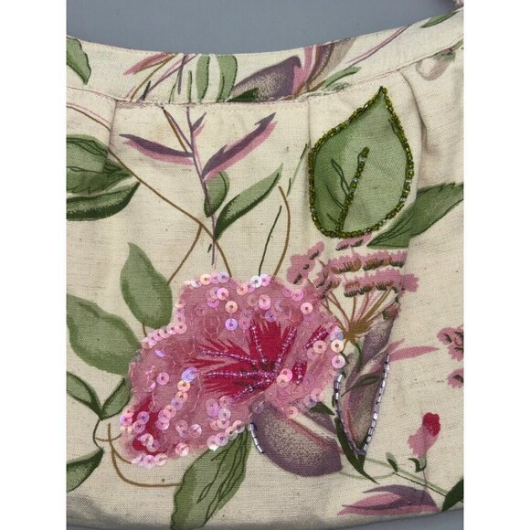 Vintage Beaded Floral Jacket & Matching Handbag Purse Cotton/Flax Plus Size 1X - Picture 14 of 16